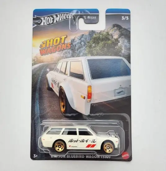 Hot wheels 2023 Hot Wagons Series 3 of 5 Datsun Bluebird Wagon (510) white Yokohama - HRR88