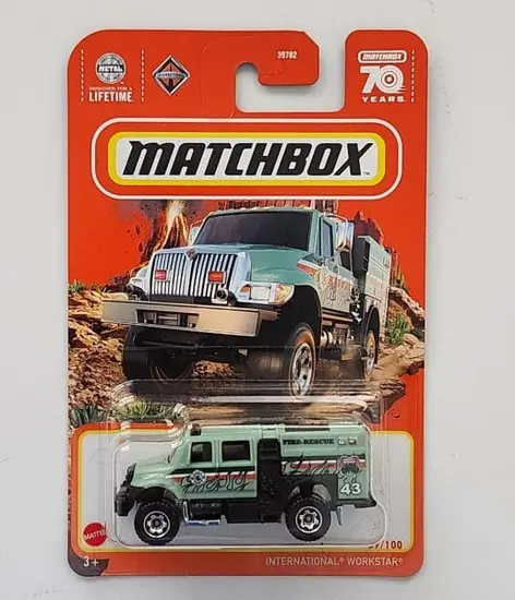 Matchbox 2023 39 of 100 MBX Off Road International Workstar green HKX21 Forest Ranger Brush Fire Truck