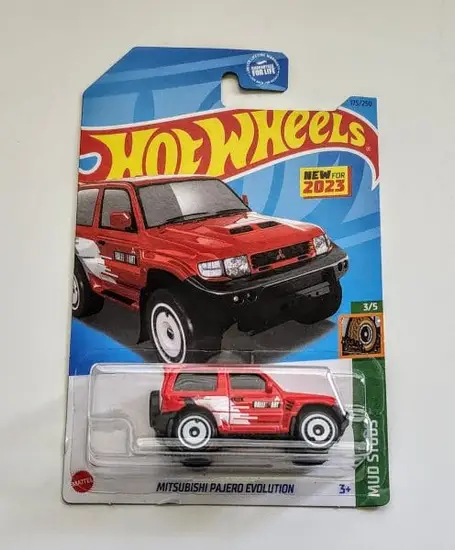Hot wheels 2023 Mud Studs 3 of 5 Mitsubishi Pajero Evolution red HKG47