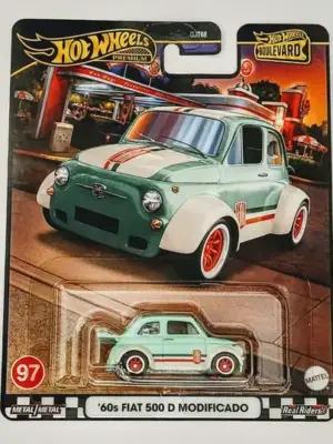 Hot wheels Premium 2024 Boulevard Mix V 97 of 100 - 1960s Fiat 500 D Modificado green HRT65