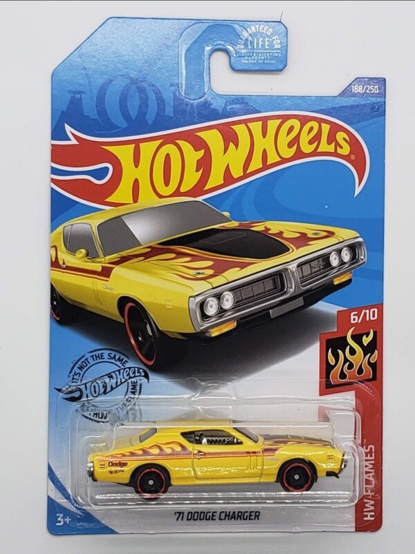 Hot Wheels 2020 HW Flames 1971 Dodge Charger yellow GHD64