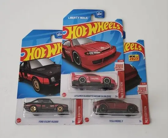 Hot wheels 2023 Target Red edition 1-3 Nissan Silhouette, Tesla, Escort