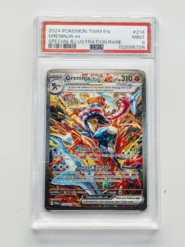 1490b8e7-1000011461-scaled-1.jpg Pokemon Twilight masquerade #214 Greninja EX Full art Special Illustration Rare graded PSA 9