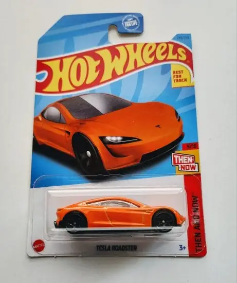 Hot Wheels 2023 Then and Now 9 of 10 Tesla Roadster orange HKJ47