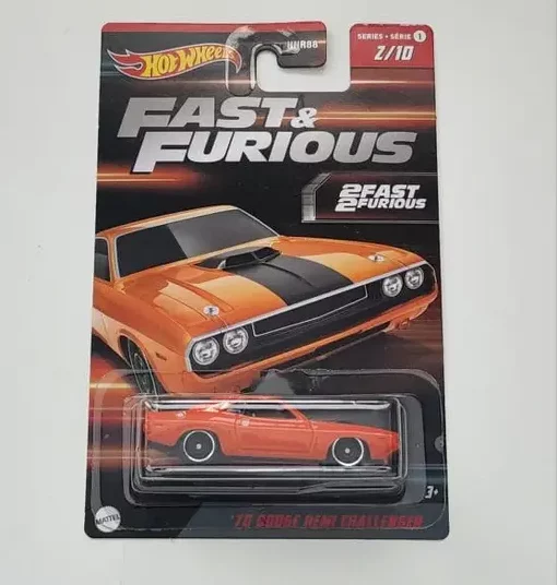 Hot Wheels 2023 Fast & Furious Walmart Series 1- 2 of 10 - 2020 Dodge HEMI Challenger Orange HNR92