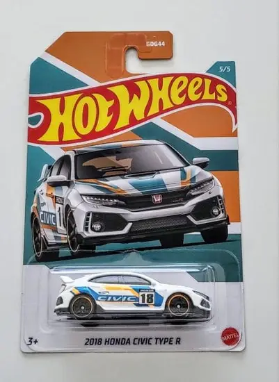Hot Wheels 2022 Honda Civic  Anniversary 5 of 5 2018 Honda Civic Type R  white Honda Livery HDH19
