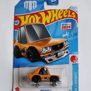 Hot wheels 2024 HW J-imports 7 of 10 Mazda Rx-3 orange Mad Mike HRY71