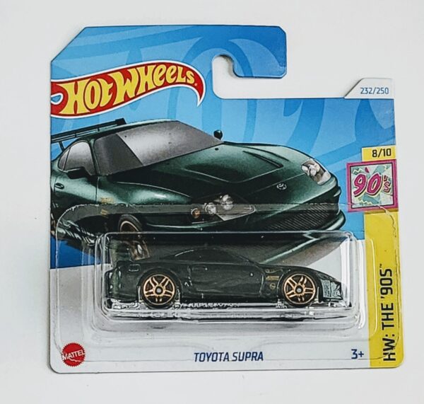 Hot Wheels 2024 HW The 90s 8 of 10 Toyota Supra dark green pearl metallic short card HTB09