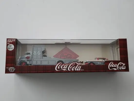 M2 Machines 2023 Coca-Cola Auto Hauler Series 56000 Release TW20 1956 Ford Coe & 1957 Ford Fairlane 500 Raw chase (limited edition 250 pcs) 22-10