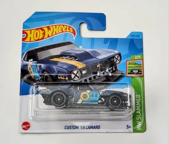 Hot Wheels 2023 HW Slammed 2 of 5 - Custom 1968 Camaro blue short card HKJ05