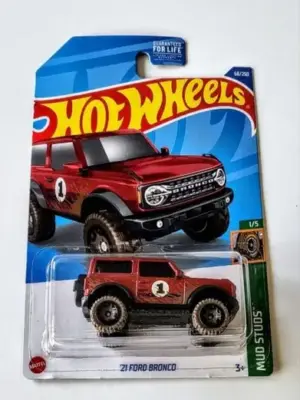 Hot Wheels 2022 Mud Studs 1 of 5 2021 Ford Bronco Red HCW91