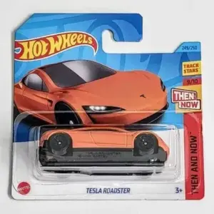 Hot Wheels 2023 Then and Now 9 of 10 Tesla Roadster orange HKJ47 short card