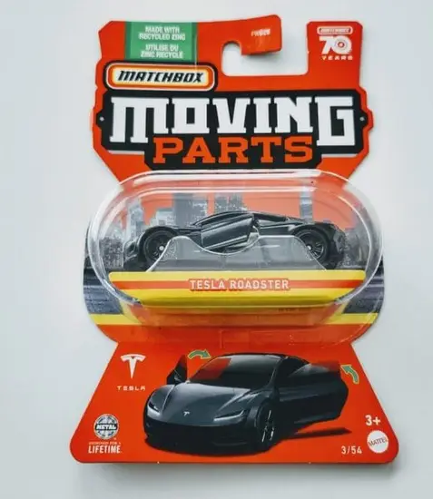 Matchbox 2023 Moving Parts 3 of 54 Tesla Roadster black HLF88