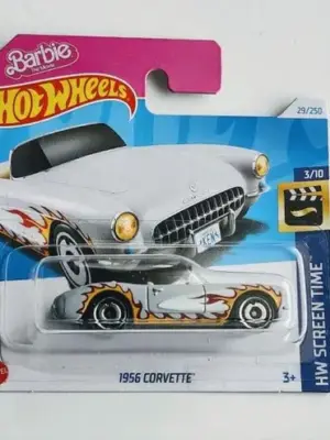 Hot wheels 2024 HW Screen Time 3 of 10 - Barbie The Movie 1956 Corvette gray short card HTB37