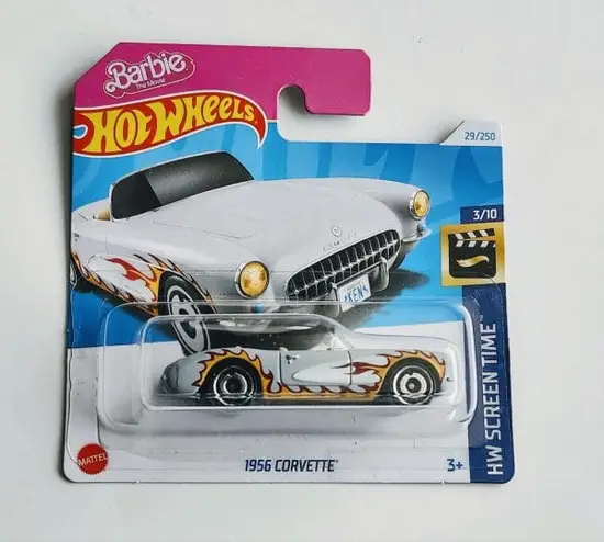 Hot wheels 2024 HW Screen Time 3 of 10 - Barbie The Movie 1956 Corvette gray short card HTB37