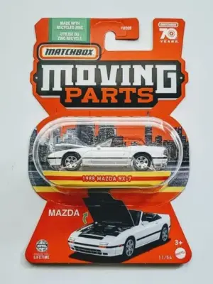 Matchbox 2023 Moving Parts 7 of 11 - 1988 Mazda Rx-7 white HLF96