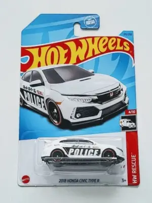 Hot Wheels 2023 HW Rescue 4 of 10 -2018 Honda Civic Type R white HKJ21 (Japan Police)