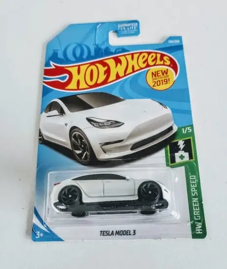 Hot Wheels 2019 HW Green Speed 1 of 5 Tesla Model 3 White FYB50