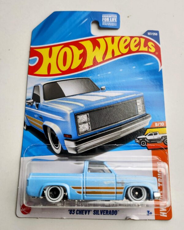 Hot wheels 2025 HW Hot Trucks 9 of 10 1983 Chevy Silverado pearl light blue HYY91