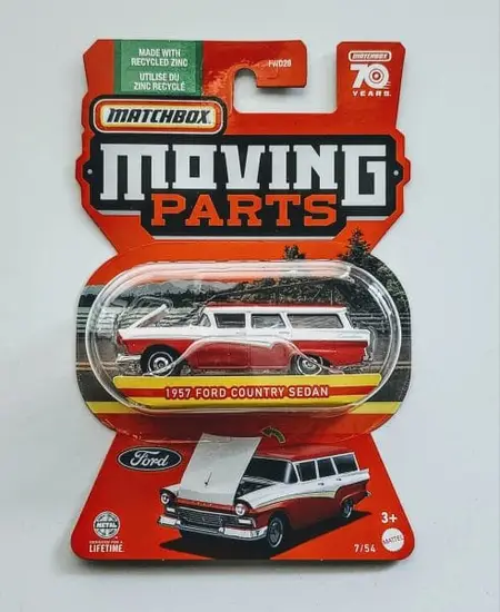 Matchbox 2023 Moving Parts 7 of 54 - 1957 Ford Country Sedan red HLF92