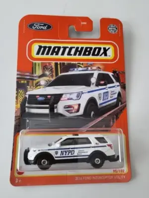 Matchbox 2022 MBX City 95 of 102 - 2016 Ford Interceptor Utility NYPD Police white HPF80