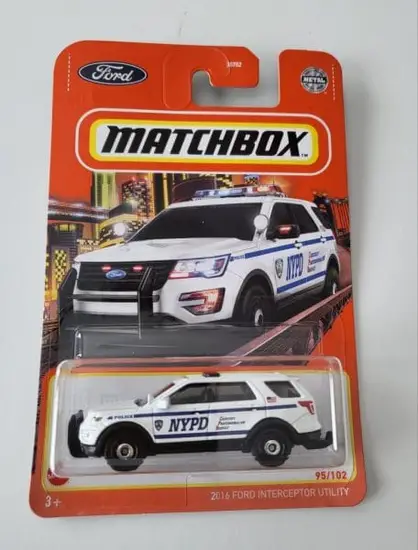 Matchbox 2022 MBX City 95 of 102 - 2016 Ford Interceptor Utility NYPD Police white HPF80