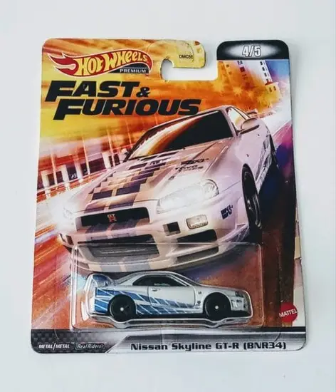 Hot Wheels 2022 Retro Entertainment 4 of 5 Fast & Furious Nissan Skyline GT-R (BNR34) HCP28