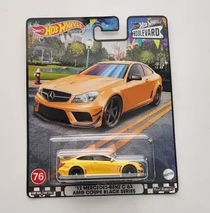 Hot Wheels 2023 Boulevard Mix R - 76 of 77 - 2012 Mercedes-Benz C 63 AMG Coupe Black Series yellow HKF23