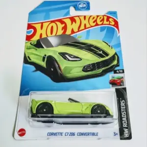 Hot Wheels 2023 HW Roadsters 4 of 10 Corvette C7 Z06 Convertible lime green HKL37 Dollar General exclusive