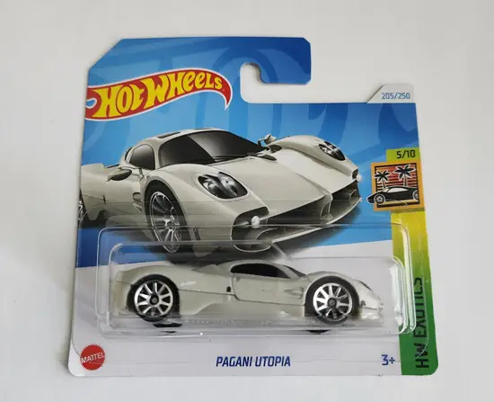Hot wheels 2024 HW Exotics 5 of 10 Pagani Utopia gray short card HRY83