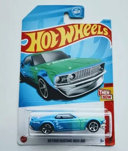 Hot wheels 2023 Then and Now - 10 of 10 - 1969 Ford Mustang Boss 302 falken race team blue - HKJ48