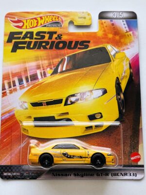 Hot wheels 2022 Retro Entertainment Fast and furious 3 of Nissan Skyline GT-R (BCNR33) yellow HPC26