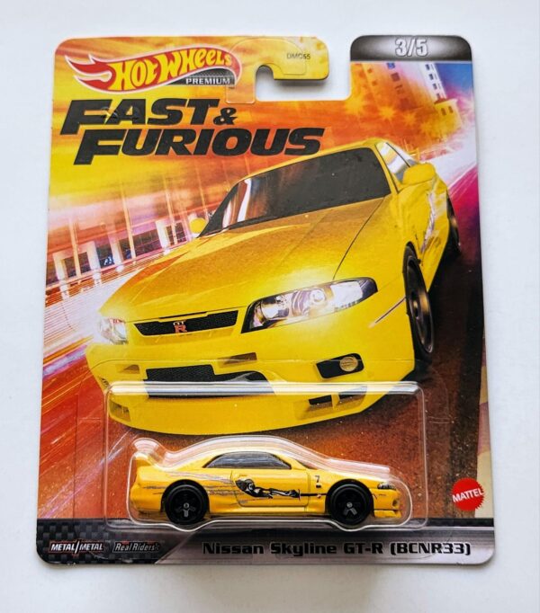 Hot wheels 2022 Retro Entertainment Fast and furious 3 of Nissan Skyline GT-R (BCNR33) yellow HPC26