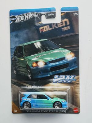 Hot wheels Silver Line Series - 2024 HW Speed Graphics GDG44-957J - 1 of 5 - 1999 Honda Civic ek9 blue (Falken Tires) HRT09
