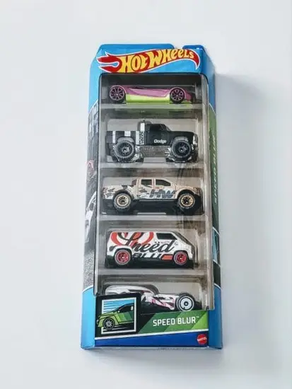 Hot Wheels 2022 5 pack Speed Blur HFV84 - Ford F-150,  Power Wagon, Custom Van