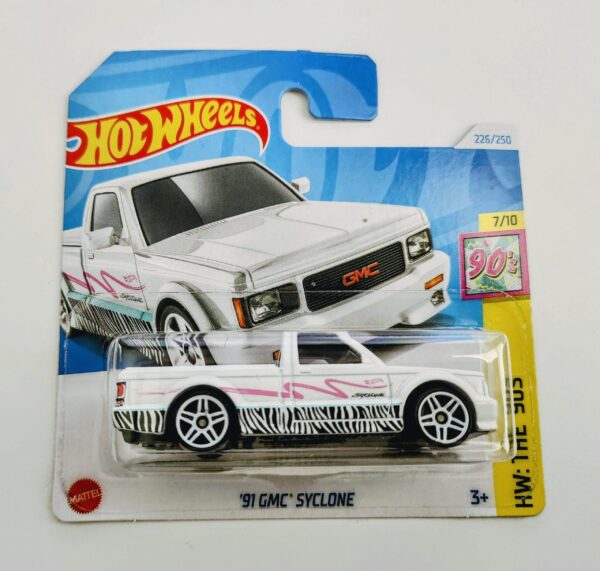 Hot wheels 2024 HW The 90's - 7 of 10 - 1991 GMC Syclone white short card HTB10