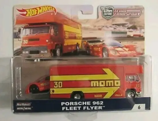 Hot Wheels 2018 Team Transport 6 of 12 Porsche 962 W/Fleet Flyer Red  (MOMO)