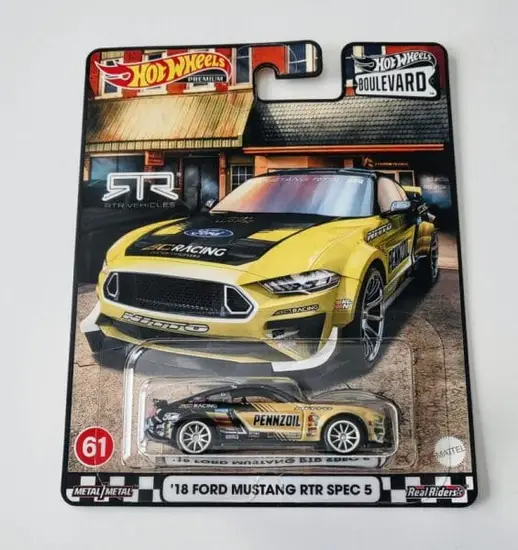 Hot Wheels 2022 Car Culture Boulevard Mix N 61 of 65 - 2018 Ford Mustang RTR Spec 5 yellow HCR20