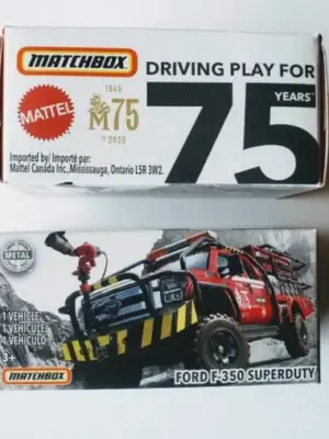Matchbox 2020 Power Grabs Mattel 75th Anniversary Ford F-350 Super Duty Fire Truck