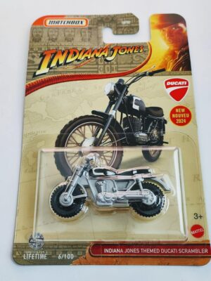 Matchbox 2024 - 6 of 100 Indiana Jones Themed Ducati Scrambler grey HVL10