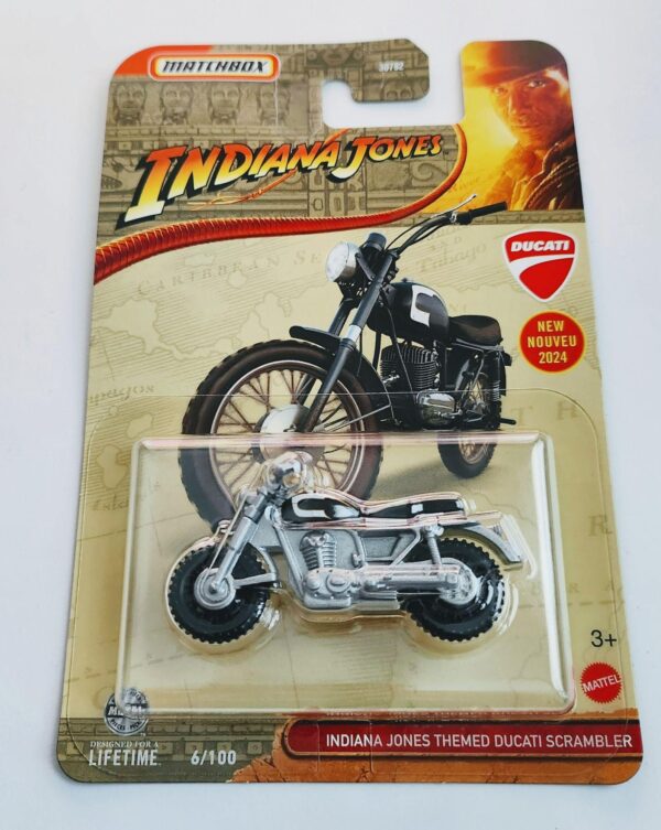Matchbox 2024 - 6 of 100 Indiana Jones Themed Ducati Scrambler grey HVL10