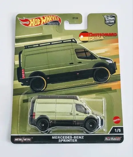 Hot Wheels 2022 Deutschland Design Series 2 - 1 of 5 Mercedes-Benz Sprinter Olive HCJ96