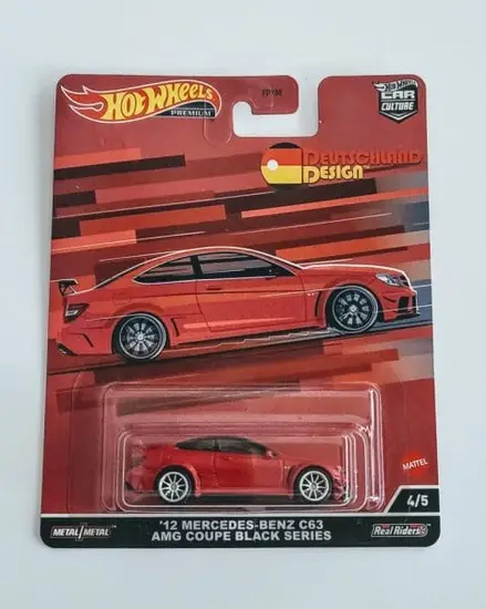 Hot Wheels 2022 Car Culture Deutschland Design Series 4 of 5 2012 Mercedes-Benz C63 AMG Coupe Black Series  Red HCJ79