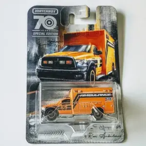 Matchbox 2023 Moving Parts 70th Special Edition 5 of 5 - 2019 Ram Ambulance orange HMV17