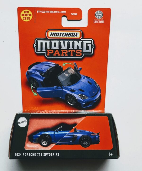 Matchbox 2025 Moving Parts 2024 Porsche 718 Spyder RS  Gentian blue metallic JBW72