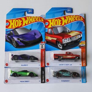 Hot wheels 2024 Kroger exclusive case L set of 4 Mazda Rx-7 Chevy Luv Pagani Zonda R McLaren P1