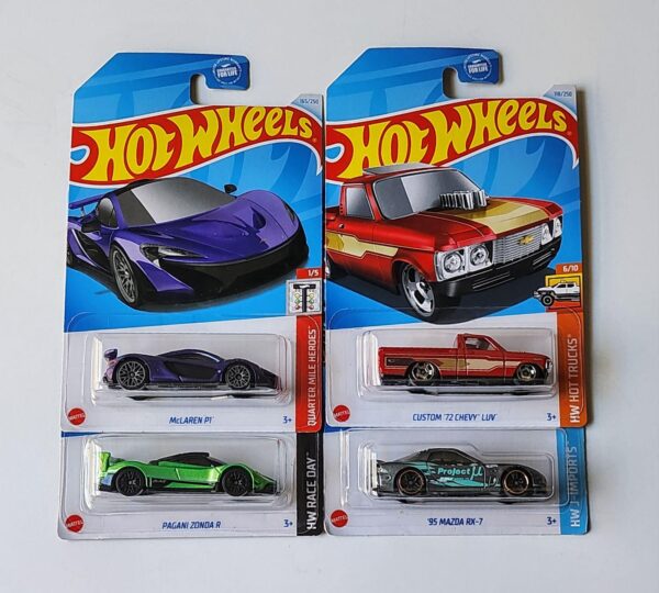 Hot wheels 2024 Kroger exclusive case L set of 4 - Mazda Rx-7 Chevy Luv Pagani Zonda R