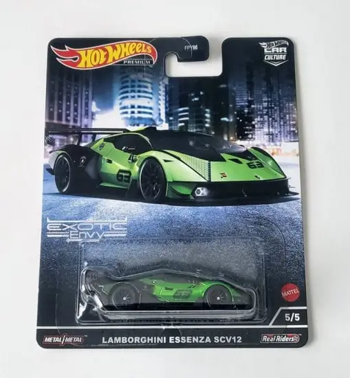 Hot Wheels 2022 Car Culture Exotic Envy series 5 of 5 Lamborghini Essenza SCV12 Green HCJ29