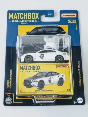Matchbox 2022 Collector Series 7 of 20 Dodge Charger Police HFL81 white (Illinois State Police 100th anniversary)