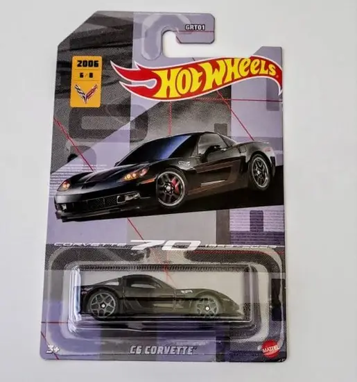 Hot Wheels 2022 Corvette 70th Anniversary Series 6 of 8 C6 Corvette black HLH54
